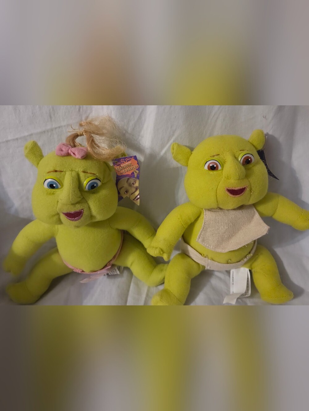Nanco plush dolls from Shrek the Third, featuring baby ogres in diapers.